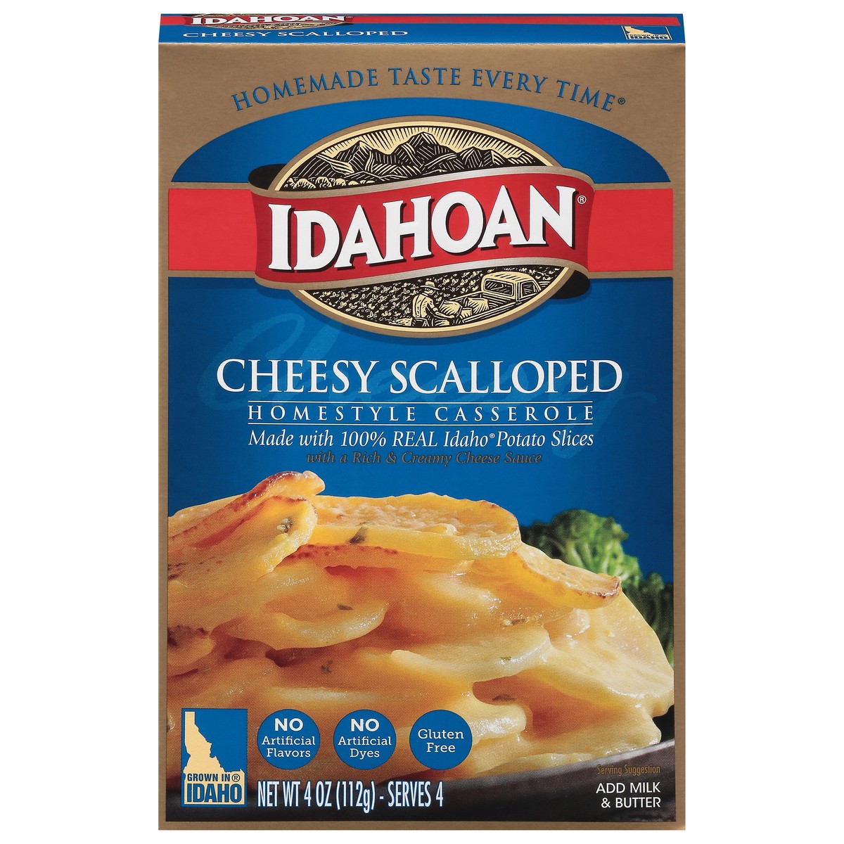 slide 1 of 21, Idahoan Cheesy Scalloped Potatoes Homestyle Casserole, 4 oz