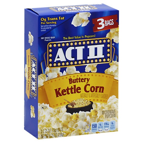 slide 1 of 1, Act Ii Butter Kettle Corn, 3 ct