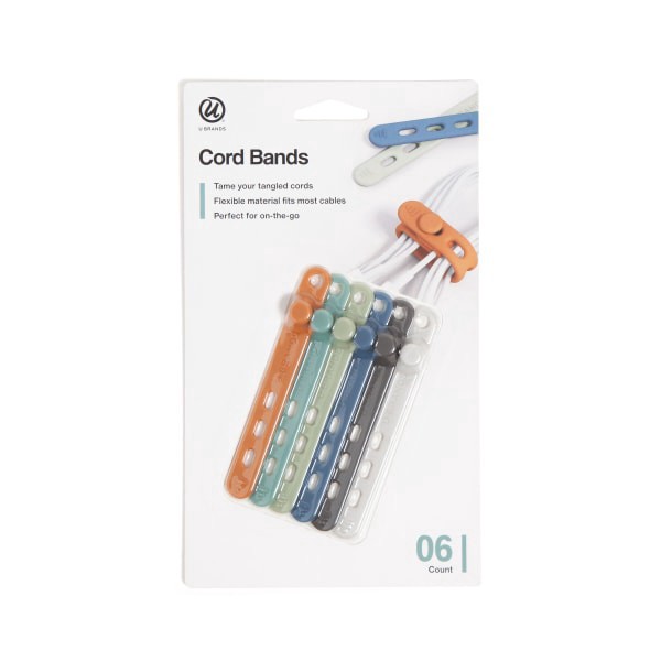 slide 6 of 7, U Brands® Silicone Cord Organizer Bands, Assorted, Set Of 6 Bands, 1 ct