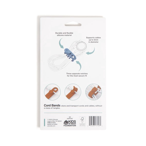 slide 2 of 7, U Brands® Silicone Cord Organizer Bands, Assorted, Set Of 6 Bands, 1 ct