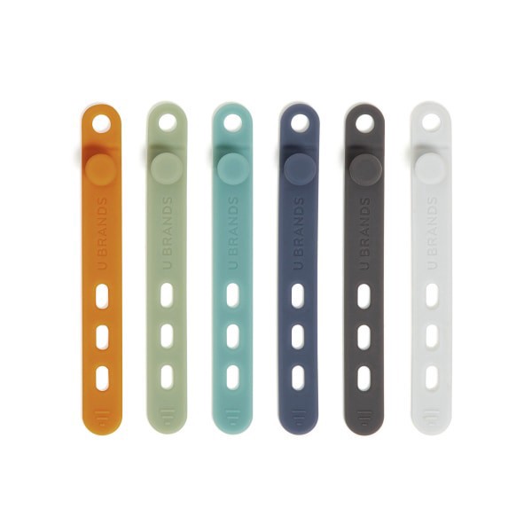 slide 1 of 7, U Brands® Silicone Cord Organizer Bands, Assorted, Set Of 6 Bands, 1 ct