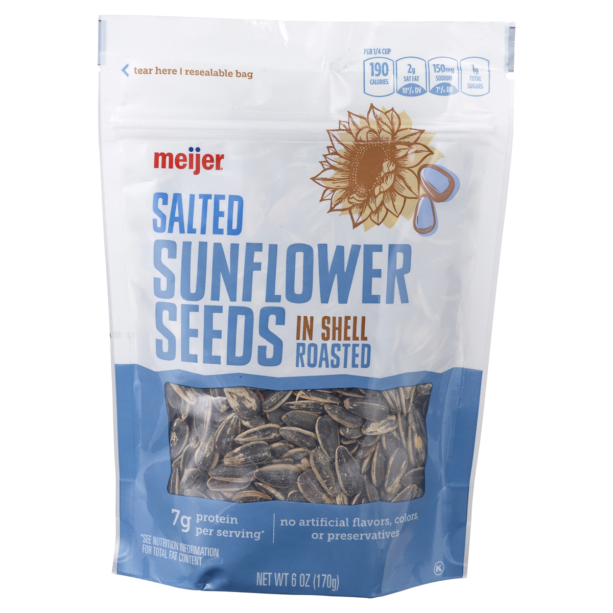 slide 1 of 5, Meijer Salted Roasted Sunflower Seeds, 6 oz