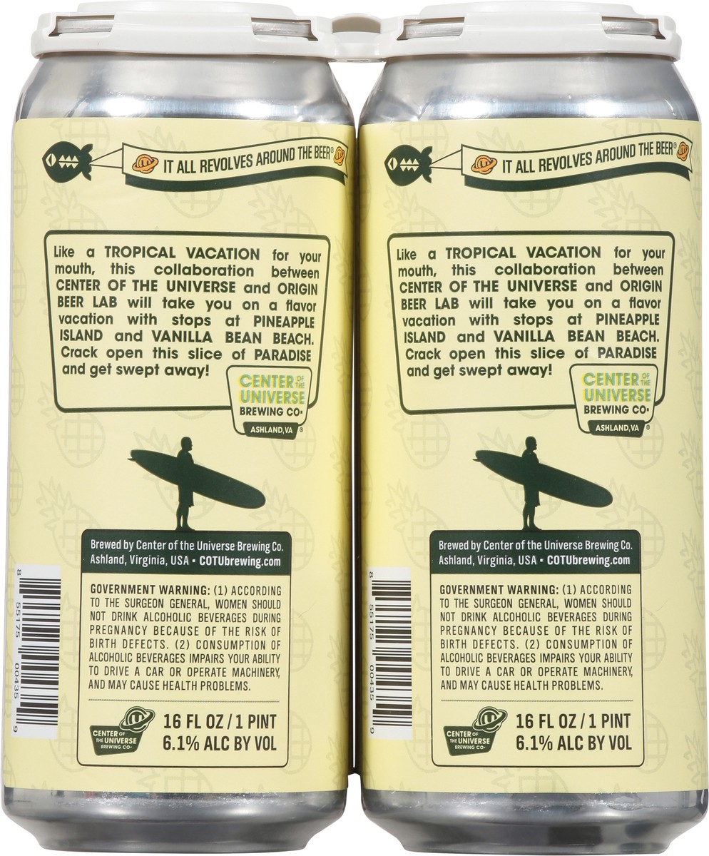 slide 9 of 9, Center of the Universe Brewing Co. Pineapple Whip Beer 4 - 16 fl oz Cans, 4 ct