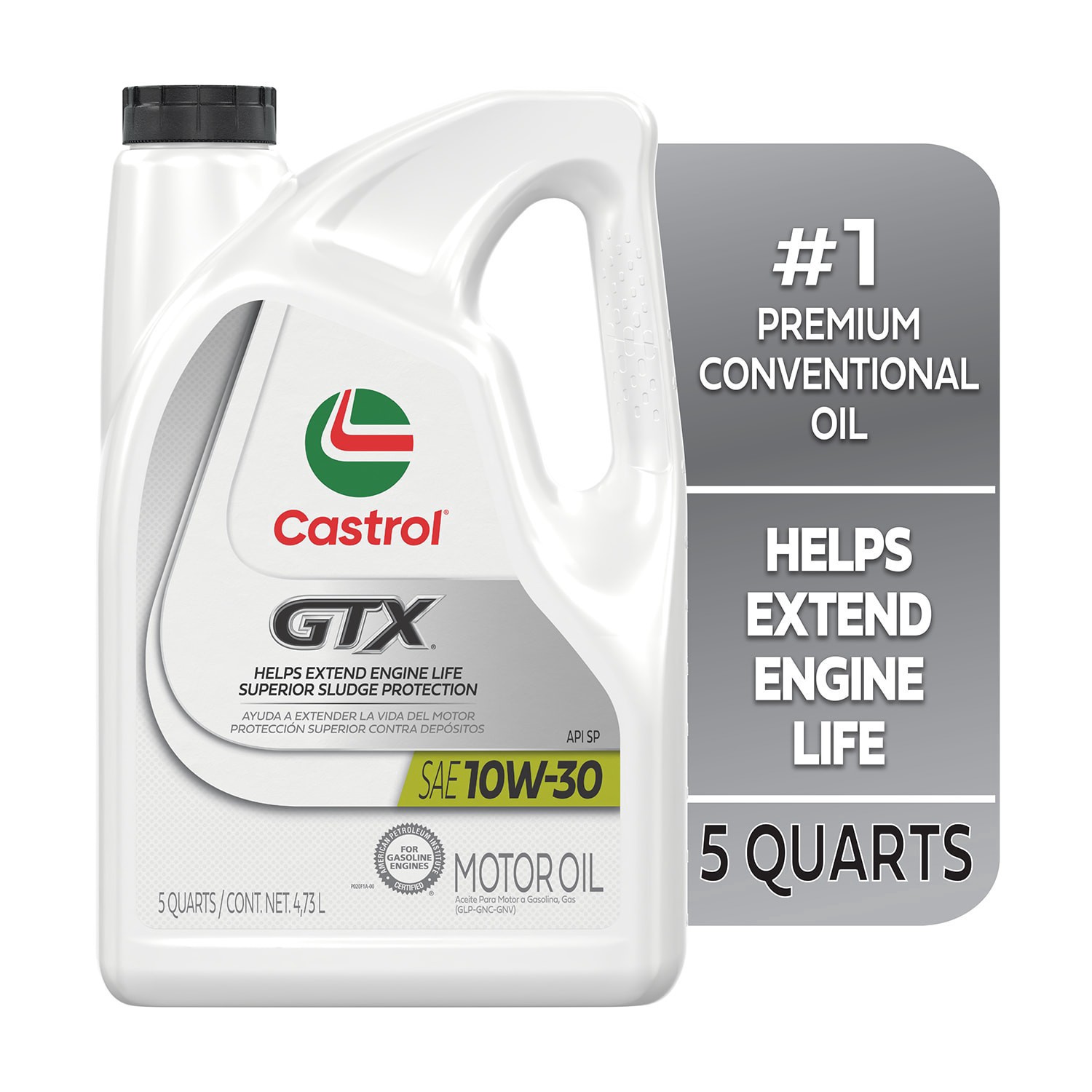 slide 4 of 6, Castrol GTX 5W-30 Synthetic Blend Motor Oil, 5 Quart, 160 fl oz
