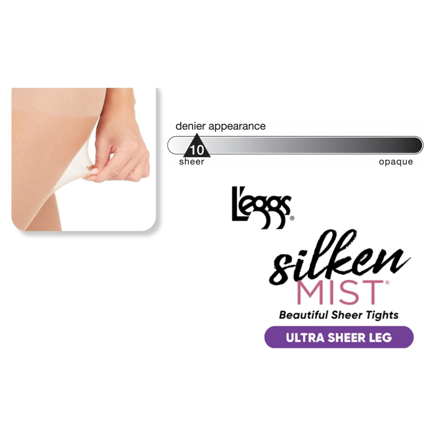 slide 2 of 3, L'eggs Silken Mist Ultra Sheer Tights With Run Resist, Jet Black, Size A (Small), 1 ct