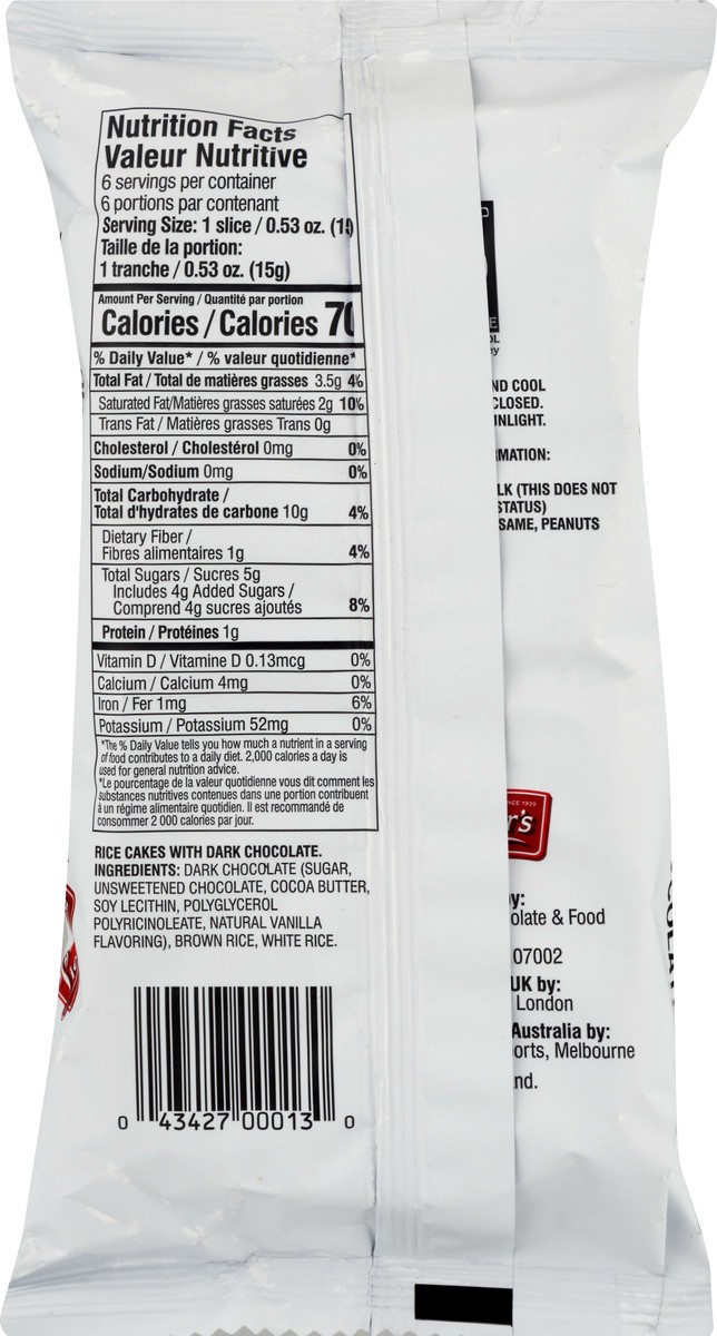 slide 4 of 9, Lieber's with Dark Chocolate Rice Cakes 6 ea, 6 ct