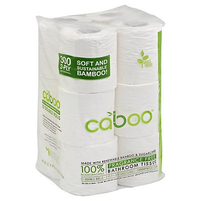 slide 1 of 1, Caboo Bathroom Tissue, Fragrance Free, Double Rolls, 2-Ply, 12 ct