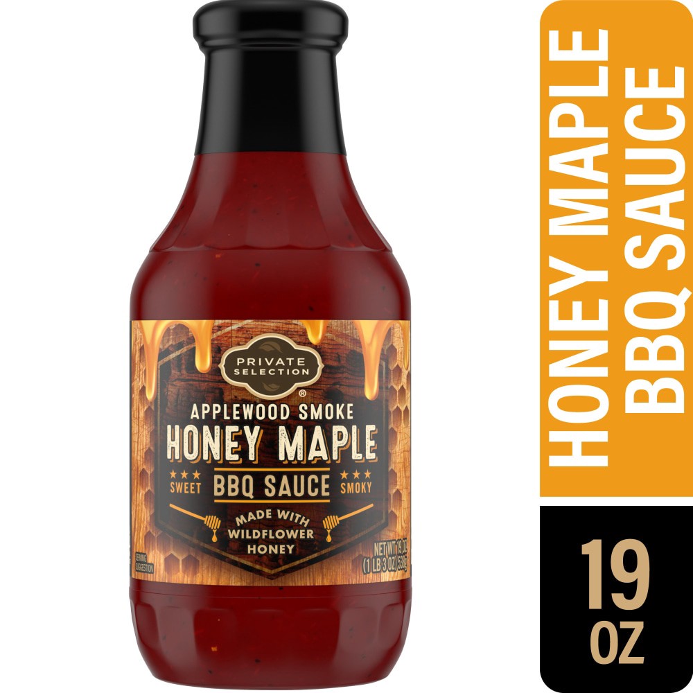 slide 1 of 5, Private Selection Applewood Smoke Honey Maple Bbq Sauce, 19 oz