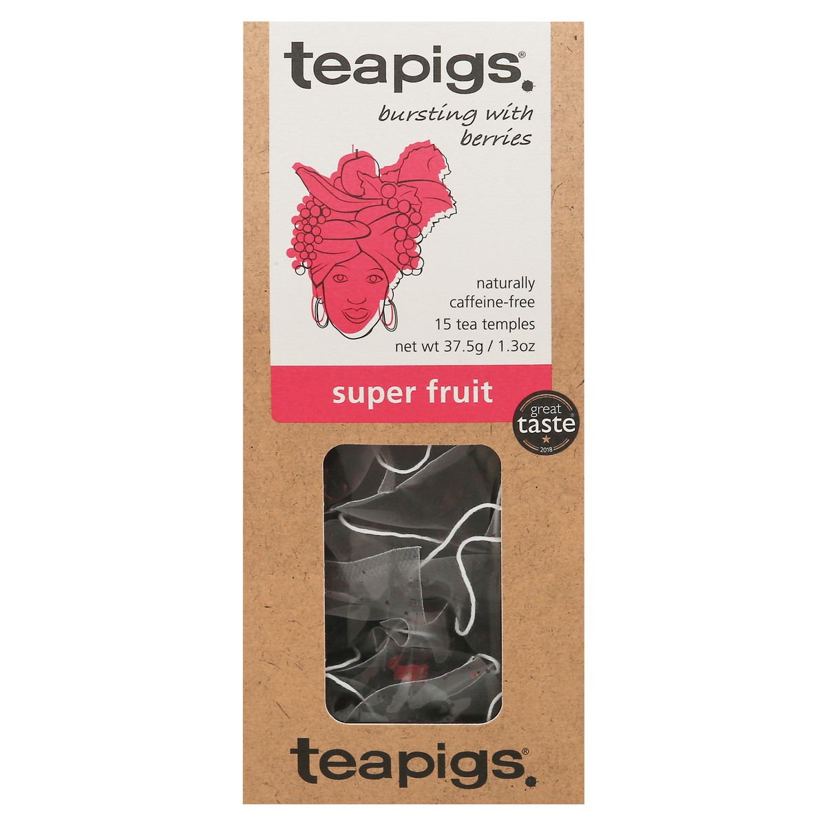 slide 1 of 4, teapigs Super Fruit Tea 15-2.5 g Tea Temples Box, 15 ct