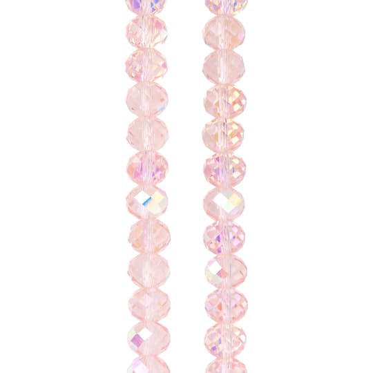slide 1 of 3, Aurora Borealis Pink Glass Faceted Rondelle Beads, 10mm By Bead Landing, 10mm