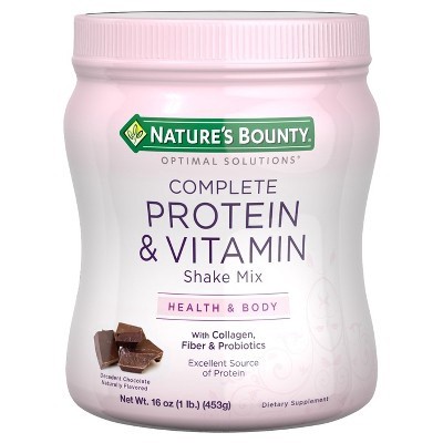 slide 1 of 4, Nature's Bounty Optimal Solutions Complete Protein & Vitamin Shake Mix Decadent Chocolate, 16 oz