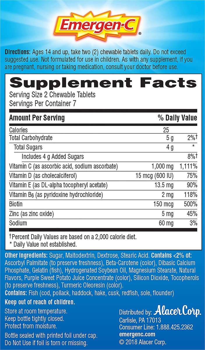 slide 3 of 7, Emergen-C Immune Plus with Vitamin D Tablets Orange Blast Chewables 14 ea, 14 ct