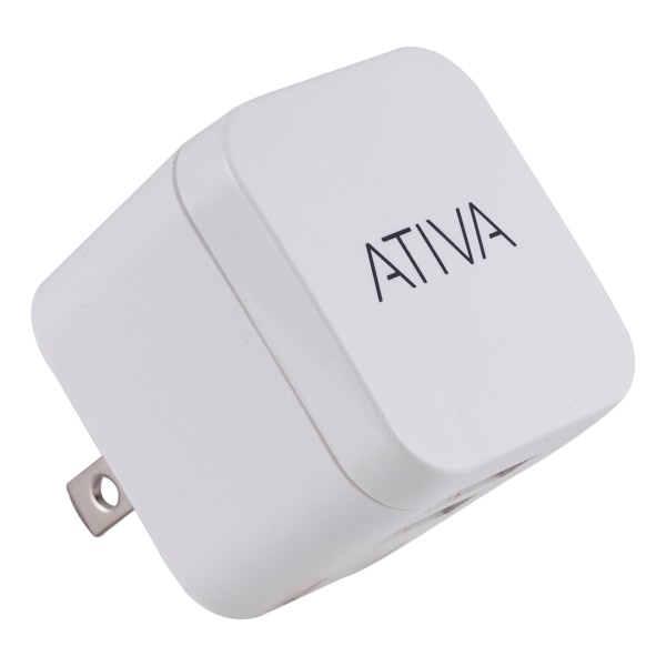 slide 1 of 3, Ativa Dual-Port Usb Wall Charger, White, 45861, 1 ct