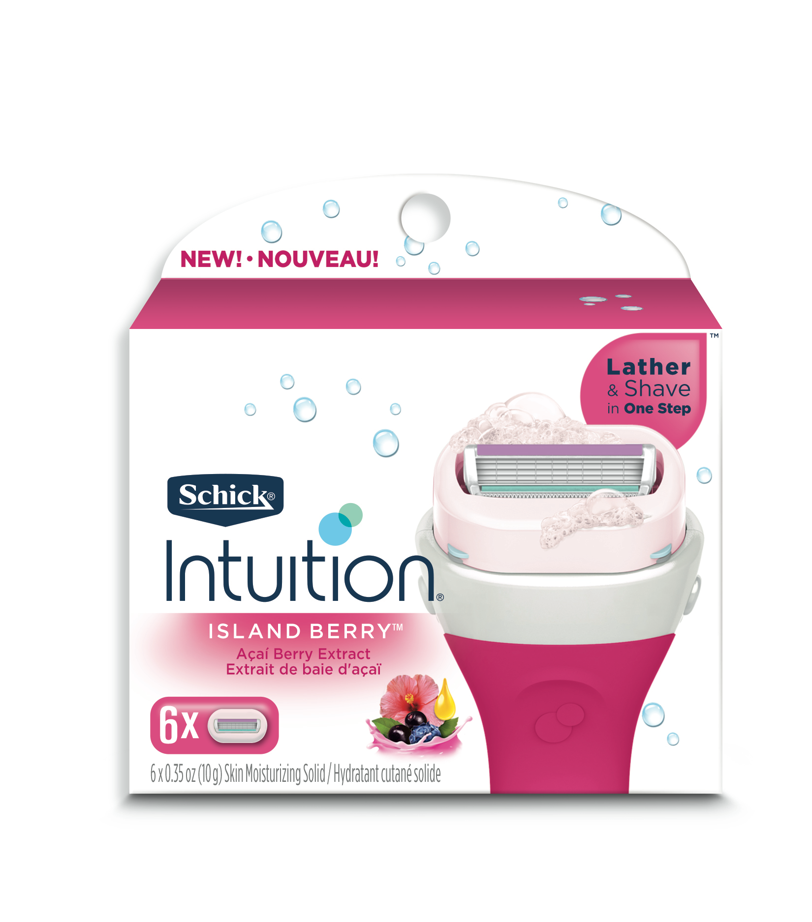 slide 1 of 8, Schick Intuition Island Berry Women's Refill Razor Blades, 6ct, 6 ct