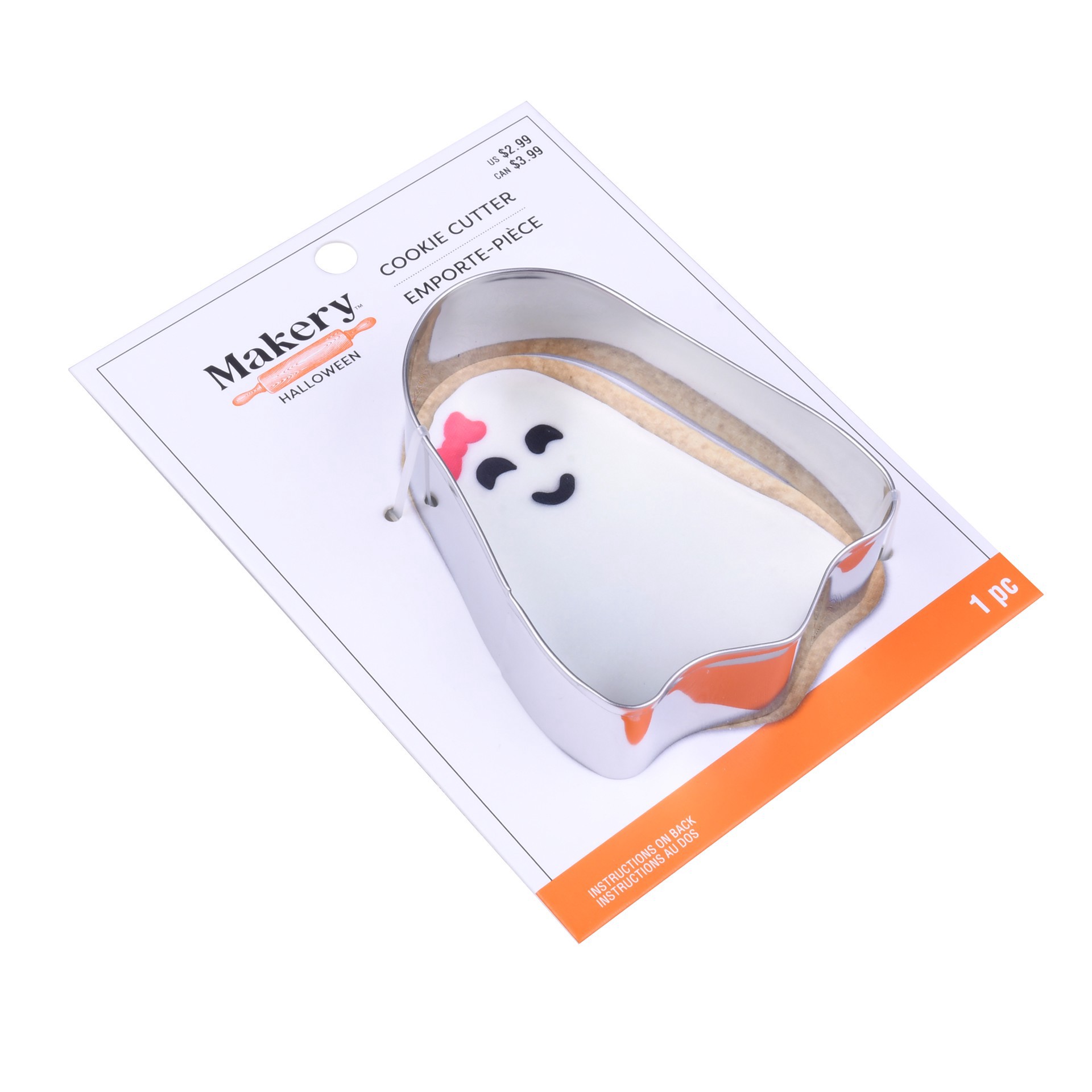 slide 2 of 3, 3.75" Ghost Cookie Cutter By Makery, 3.75 in