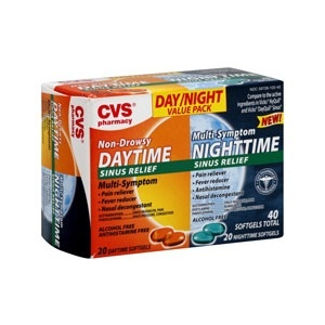 slide 1 of 1, CVS Pharmacy Day/Night Sinus Relief Value Pack, 40 ct