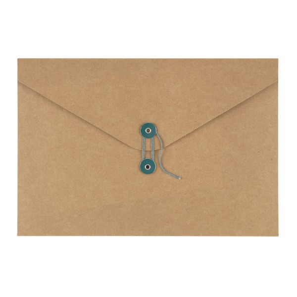 slide 1 of 1, Office Depot Kraft Paper File Envelope With String Closure, 1'' Expansion, Letter Size, 8-3/4'' X 12-3/4'', Brown/Teal, 1 ct