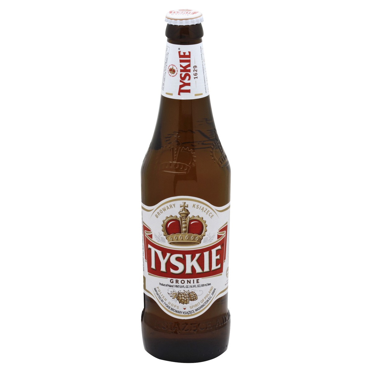 slide 4 of 5, Tyskie Gronie Import Beer, Polish Pale Lager, 16.9 fl. oz. Bottles, 5.2% ABV, 1 ct