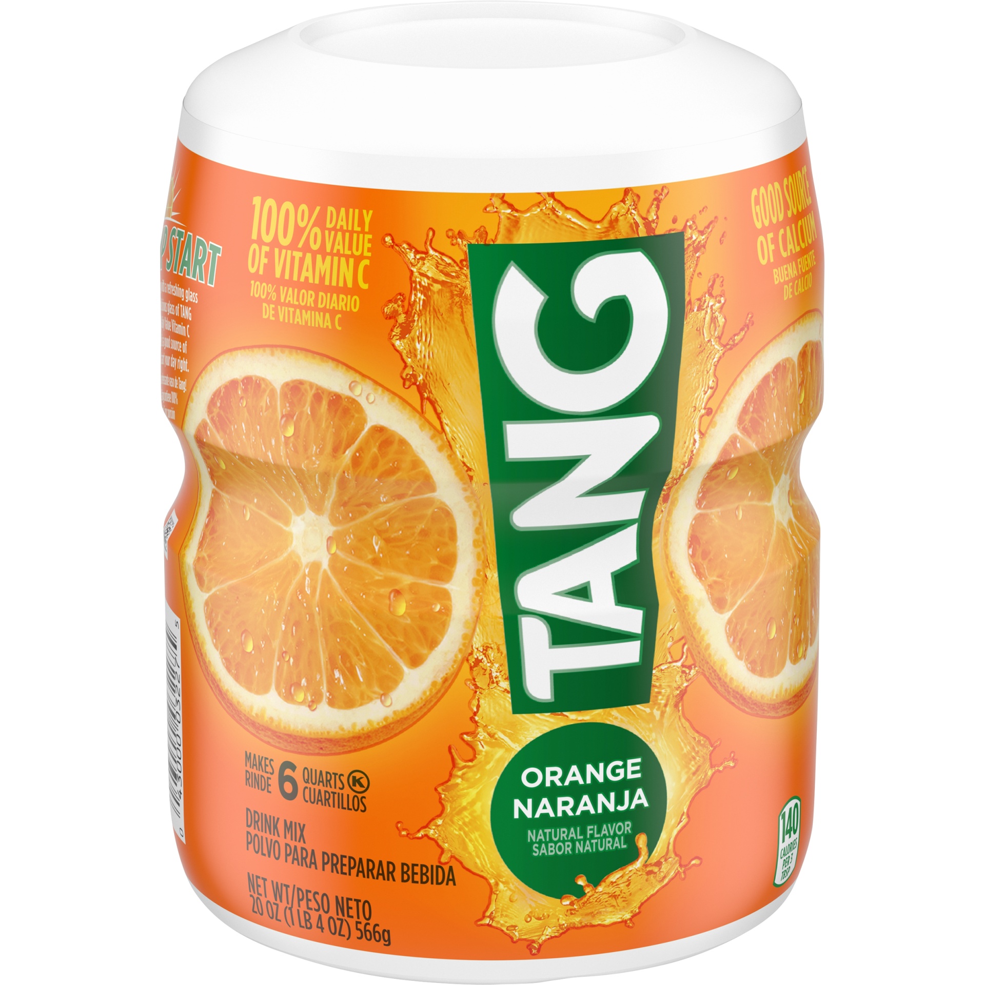 slide 6 of 10, Tang Orange Naturally Flavored Powdered Soft Drink Mix, 20 oz
