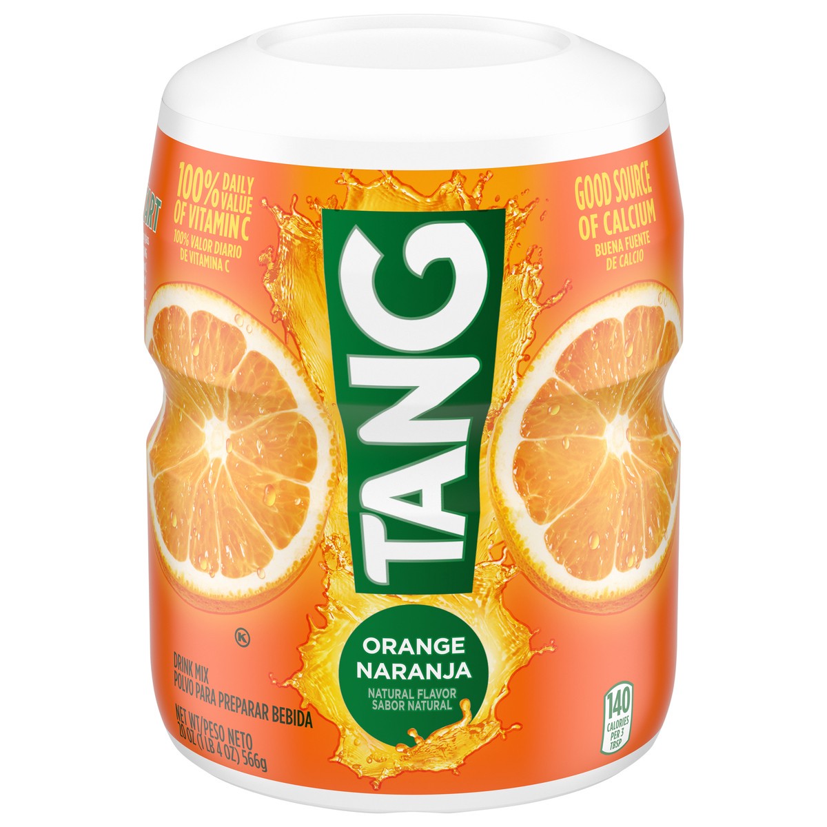 slide 1 of 7, Tang Orange Naturally Flavored Powdered Soft Drink Mix, 20 oz Canister, 20 oz