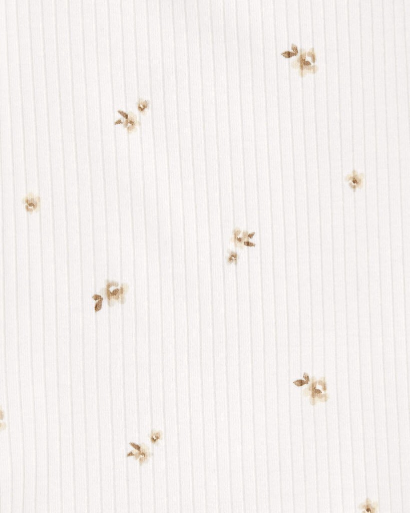 slide 2 of 2, Oshkosh Kid Long-Sleeve Floral Cotton Rib Tee Ivory 4, 1 ct