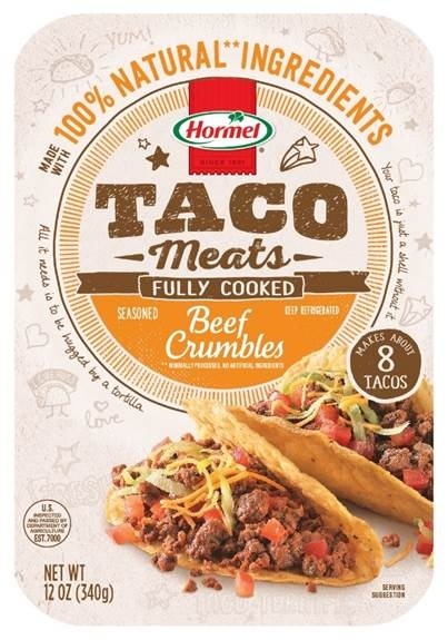 slide 1 of 1, Hormel Taco Meats Seasoned Beef Crumbles, 12 oz