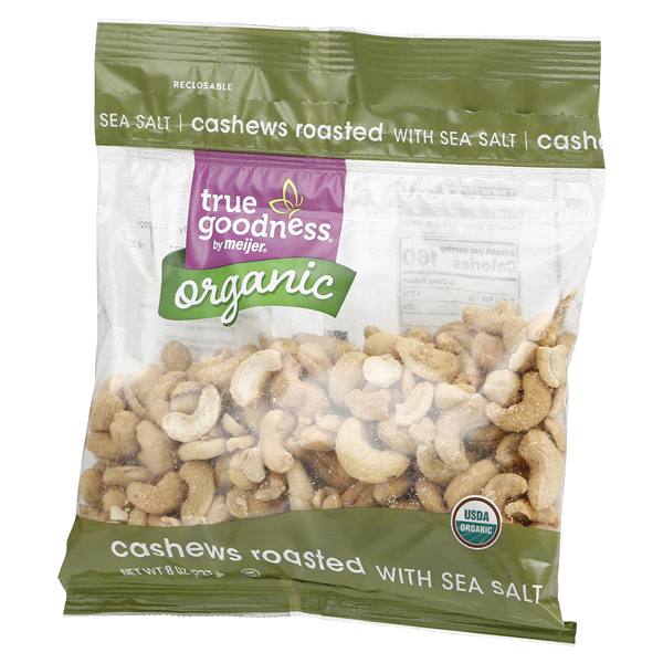 slide 8 of 29, True Goodness Organic Roasted Cashews Halves & Pieces, 8 oz