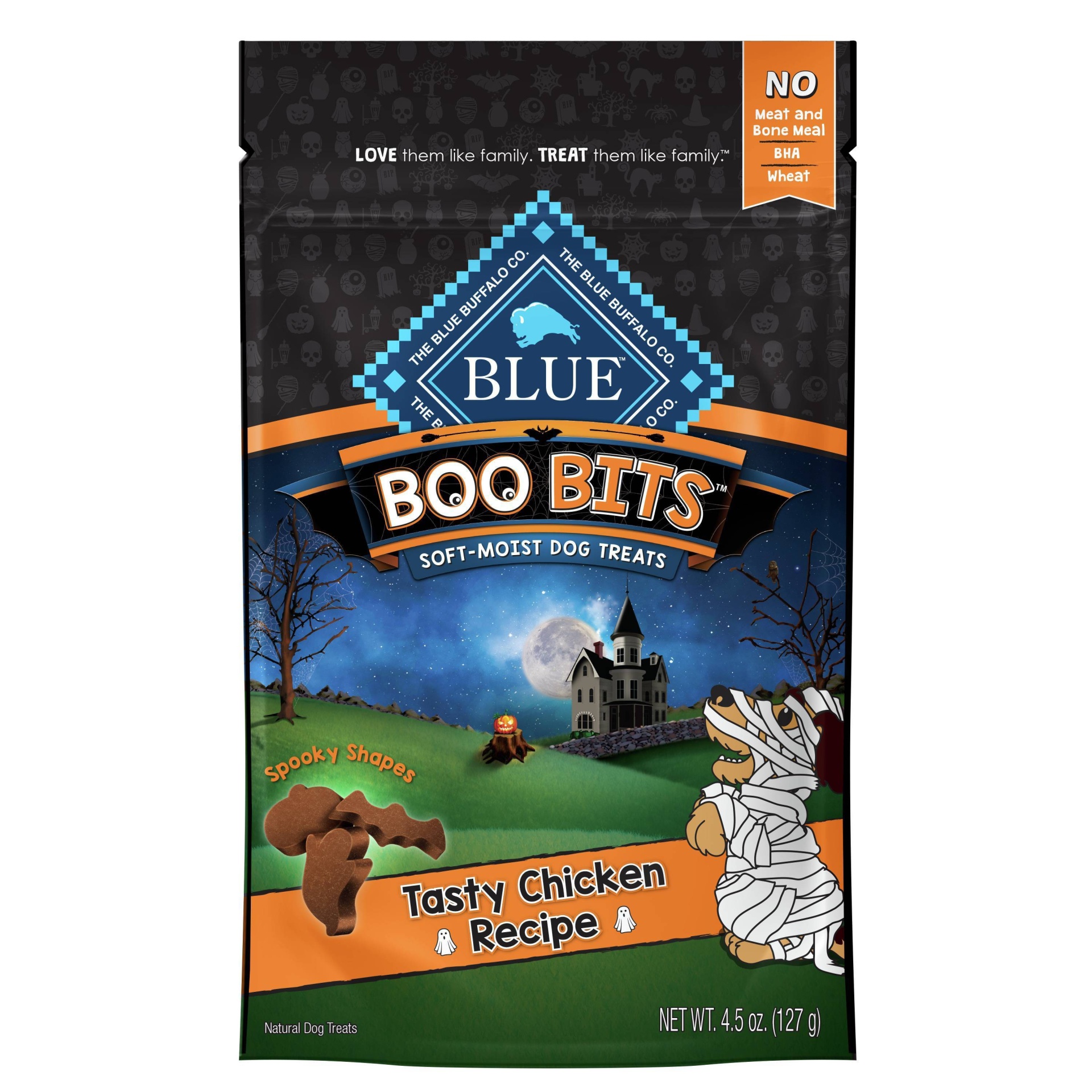 slide 1 of 1, Blue Buffalo BOO Bits Dog Treats, Chicken, 4.5 oz