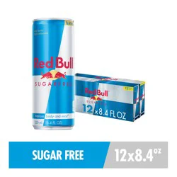 Red Bull Sugar Free Energy Drink, 80mg Caffeine, 8.4 fl oz, Pack of 12 Cans