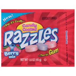 Razzles Candy Coated Berry Mix Gum 1.6 oz
