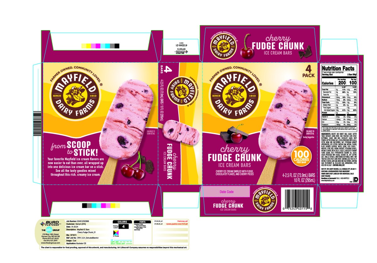 slide 7 of 13, Mayfield Dairy Farms Mayfield Cherry Fudge Chunk Ice Cream Bars, 4 ct