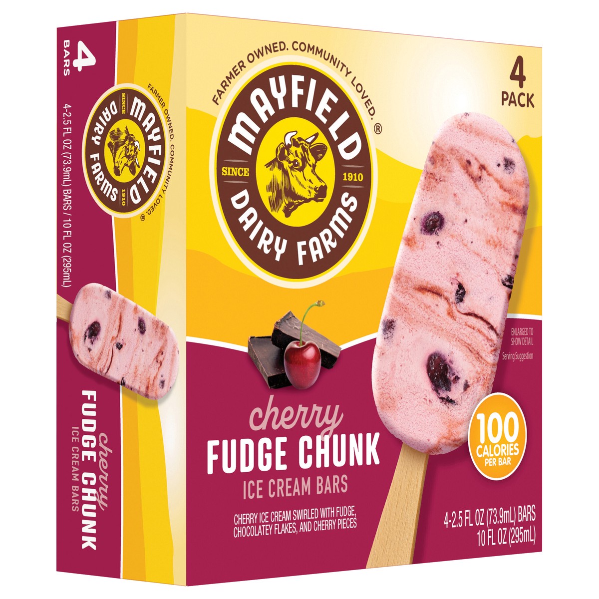 slide 11 of 13, Mayfield Dairy Farms Mayfield Cherry Fudge Chunk Ice Cream Bars, 4 ct