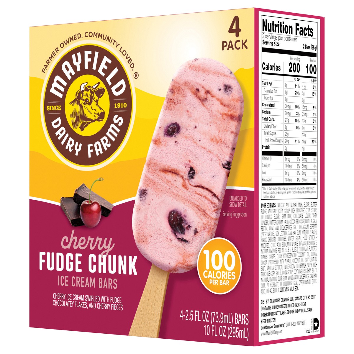 slide 9 of 13, Mayfield Dairy Farms Mayfield Cherry Fudge Chunk Ice Cream Bars, 4 ct