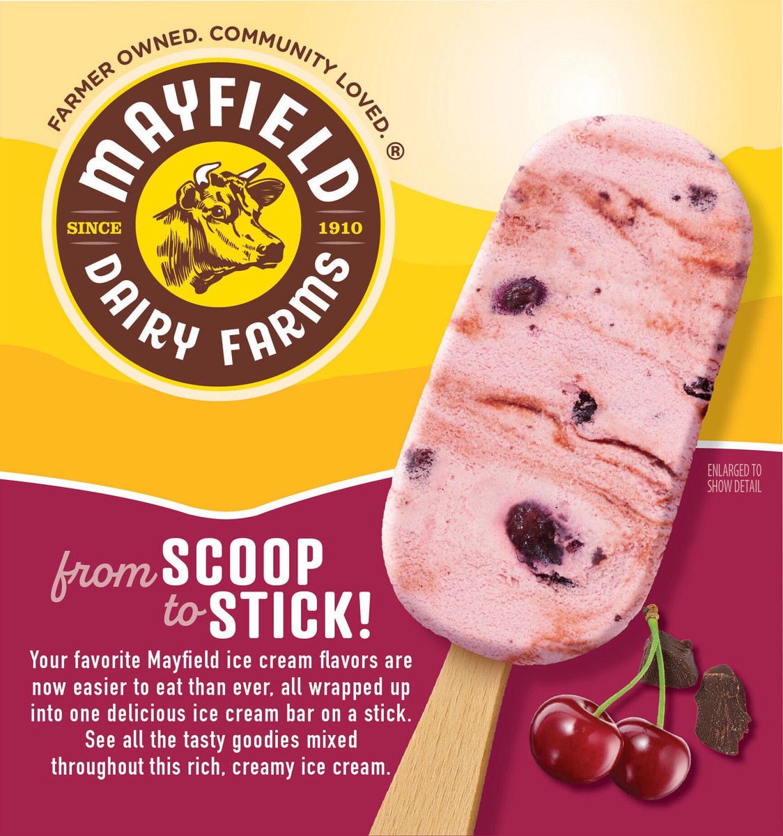 slide 4 of 13, Mayfield Dairy Farms Mayfield Cherry Fudge Chunk Ice Cream Bars, 4 ct