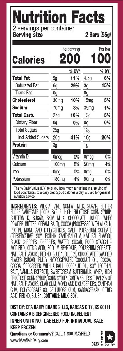 slide 6 of 13, Mayfield Dairy Farms Mayfield Cherry Fudge Chunk Ice Cream Bars, 4 ct