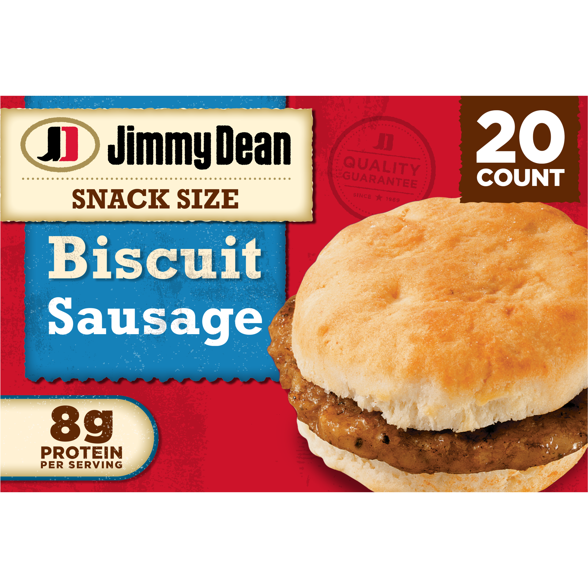 slide 1 of 10, Jimmy Dean Snack Size Biscuit Breakfast Sandwiches with Sausage, Frozen, 20 Count, 963.88 g