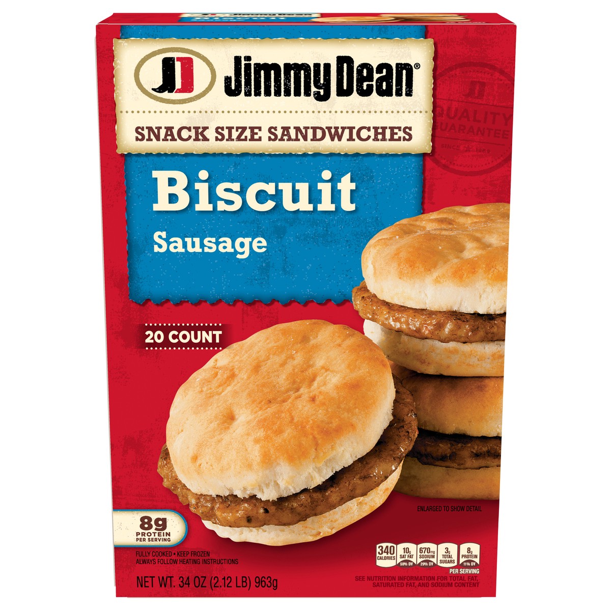 slide 1 of 6, Jimmy Dean Snack Size Sandwiches Sausage Biscuit, 20 ct; 1.7 oz