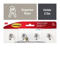 Command Quartz Key Decorative Hook Rack with 6 Strips