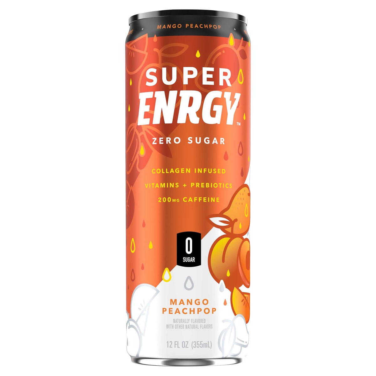slide 1 of 6, Super Energy Zero Sugar Mango Peachpop Energy Drink 12 fl oz, 12 oz