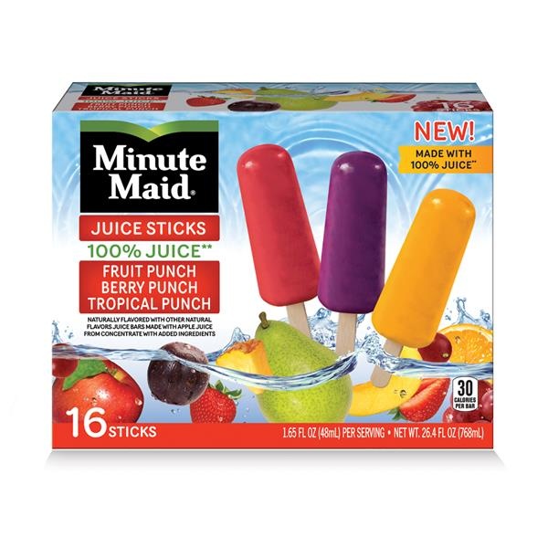 slide 1 of 1, Minute Maid Juice Sticks, Fruit Berry Tropical Punches 16-1.65 Fl Oz, 26.4 fl oz
