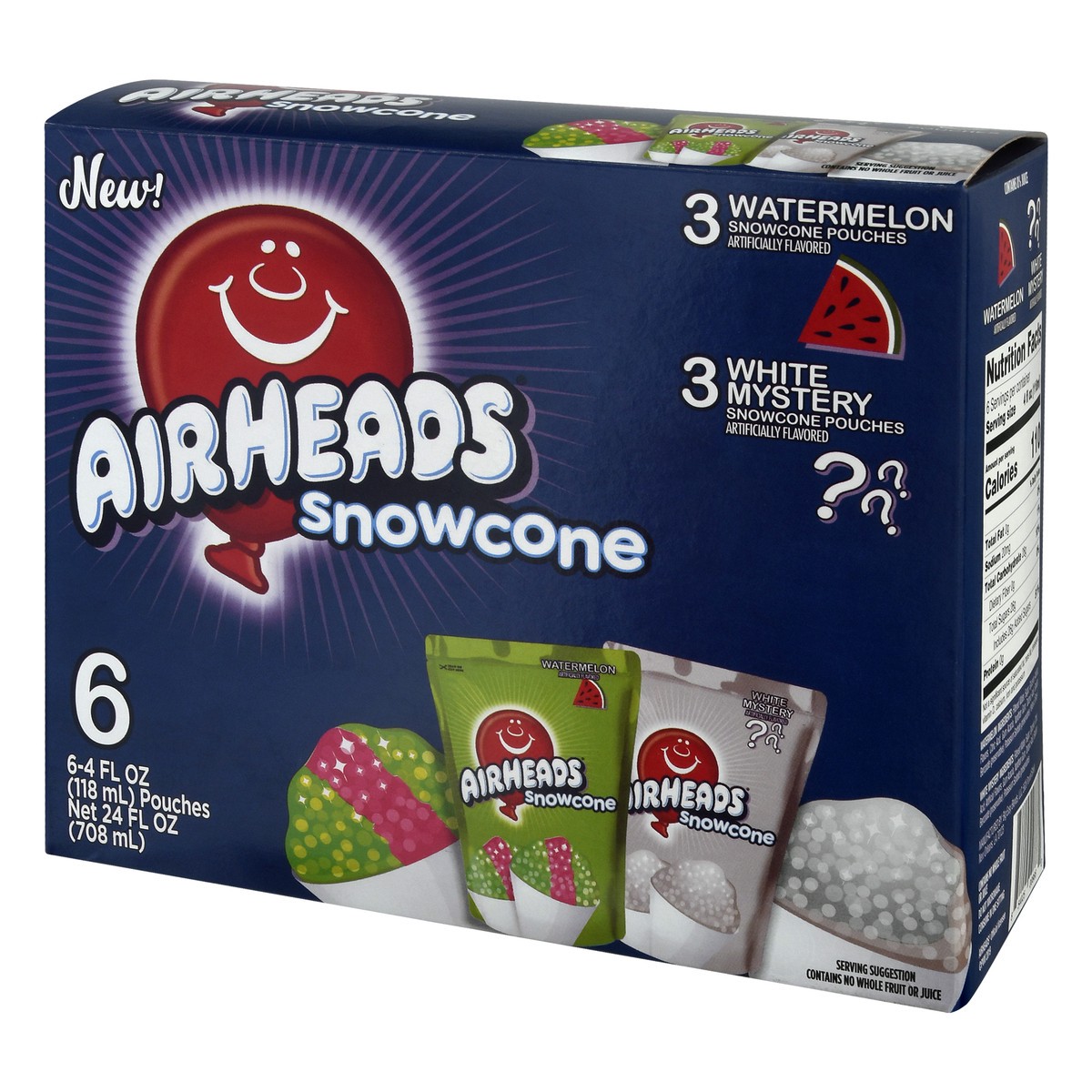 slide 3 of 9, Airheads Watermelon/White Mystery Snowcone 6 ea, 6 ct