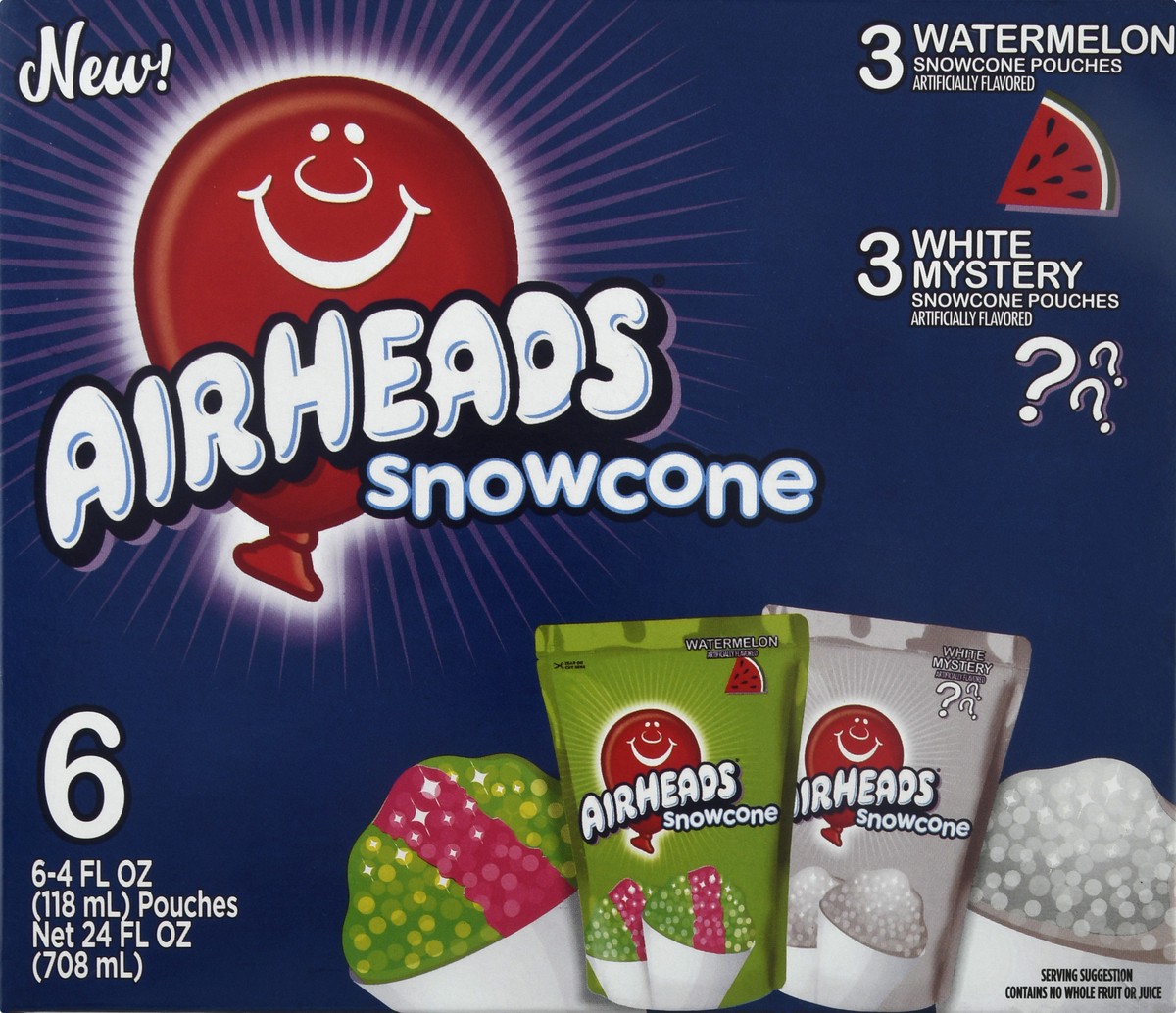 slide 1 of 9, Airheads Watermelon/White Mystery Snowcone 6 ea, 6 ct