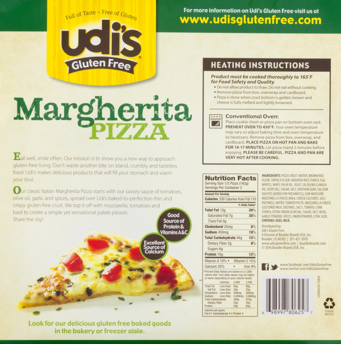  Udi's Gluten Free Pizza Crust, 9 Oz (Case of 8