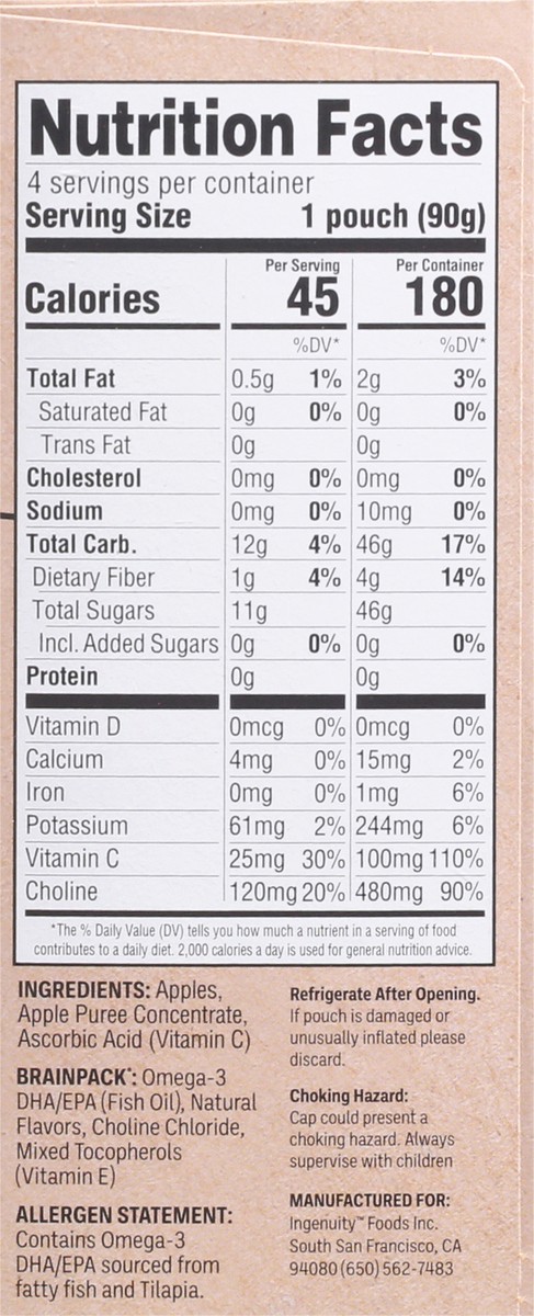 slide 4 of 13, Brainiac Brain Squeezers Mega Apple Applesauce 4 - 3.2 oz Pouches, 4 ct