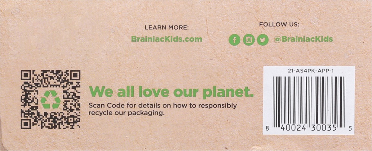 slide 13 of 13, Brainiac Brain Squeezers Mega Apple Applesauce 4 - 3.2 oz Pouches, 4 ct