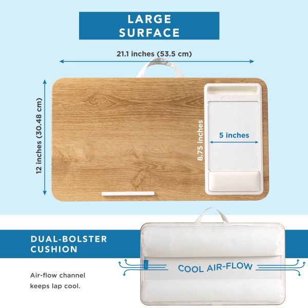 slide 5 of 6, LapGear Atlas Lap Desk, 21-1/8"" x 12"", White Oak Woodgrain, 92009-RP, 1 ct