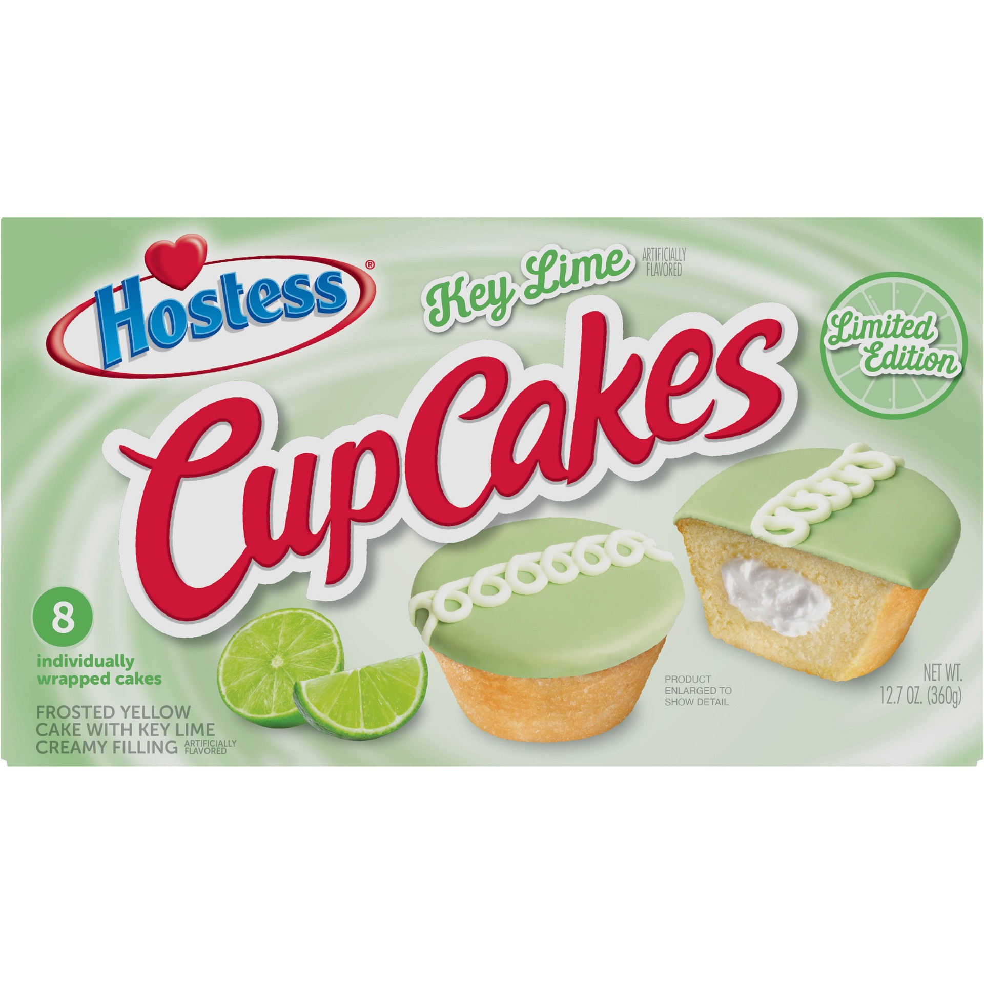 slide 1 of 5, HOSTESS Key Lime Flavored Cupcakes, Creamy Filling, 8 Count, 12.7 oz, 12.7 oz