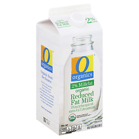 slide 1 of 1, O Organics Organic Milk Reduced Fat 2% Milkfat - Half Gallon, 1 ct