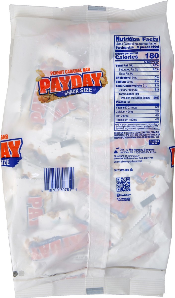 slide 2 of 6, Payday Peanut Caramel Snack Size, Candy Bag, 33 oz, 33 oz