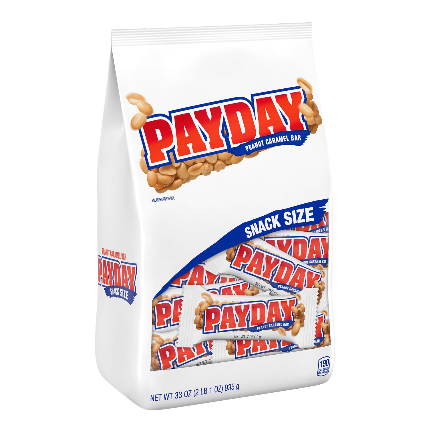 slide 1 of 6, Payday Peanut Caramel Snack Size, Candy Bag, 33 oz, 33 oz